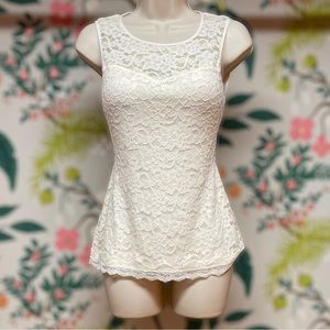 Express Sleeveless Ivory Lace Top